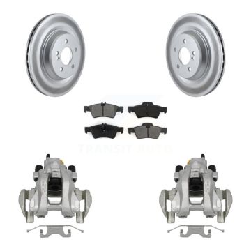 Rear Disc Brake Caliper Coated Rotors And Semi-Metallic Pads Kit For Mercedes-Benz S350 KCG-100042S