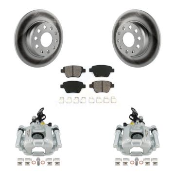 Rear Brake Caliper Coat Rotor Semi-Metallic Pad Kit For Volkswagen Jetta Golf Passat GTI KCG-100044S