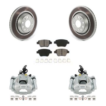 Rear Brake Caliper Coat Rotor & Semi-Metallic Pad Kit For Volkswagen GTI Audi A3 Quattro KCG-100045S