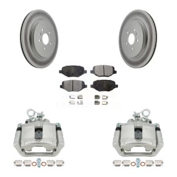 Rear Brake Caliper Coat Rotor & Ceramic Pad Kit For Ford Explorer Police Interceptor MKS KCG-100045T