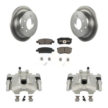 Rear Brake Caliper Coat Rotor & Ceramic Pad Kit For Jeep Mitsubishi Lancer Patriot Dodge KCG-100046C