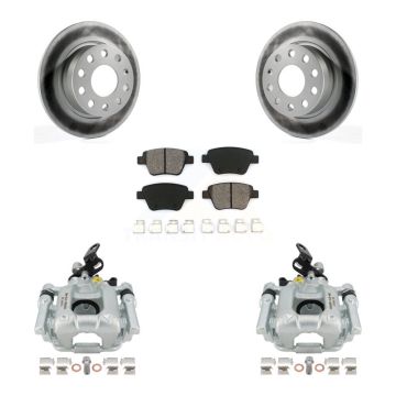 Rear Disc Brake Caliper Coat Rotors Semi-Metallic Pad Kit For Volkswagen Audi A3 Eos GTI KCG-100046S