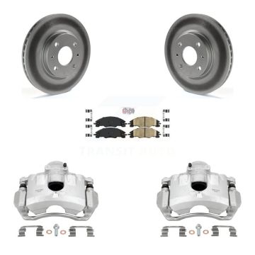 Front Disc Brake Caliper Coated Rotors And Ceramic Pads Kit For Ford Focus KCG-100047N