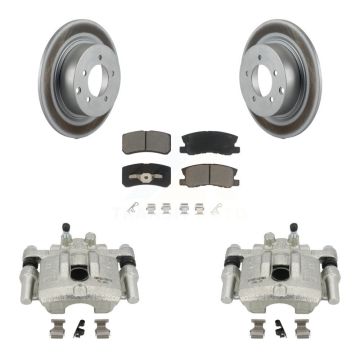 Rear Disc Brake Caliper Coat Rotor & Ceramic Pad Kit For Mitsubishi Lancer Dodge Caliber KCG-100048C