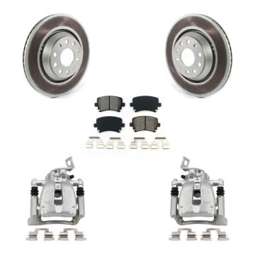 Rear Disc Brake Caliper Coat Rotor & Semi-Metallic Pad Kit For 2009 Volkswagen Passat CC KCG-100050S