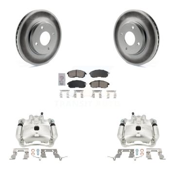 Front Disc Brake Caliper Coated Rotors And Ceramic Pads Kit For Nissan Versa KCG-100051N