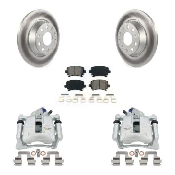 Rear Disc Brake Caliper Coated Rotors And Semi-Metallic Pad Kit For Volkswagen Tiguan CC KCG-100051S