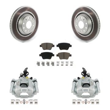 Rear Disc Brake Caliper Coat Rotors & Ceramic Pad Kit For Volkswagen GTI Audi A3 Quattro KCG-100052C