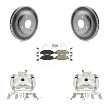 Front Disc Brake Caliper Coat Rotors & Ceramic Pad Kit For 2008 Nissan Versa 4-Wheel ABS KCG-100052N