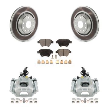 Rear Brake Caliper Coat Rotor & Semi-Metallic Pad Kit For Volkswagen GTI Audi A3 Quattro KCG-100053P