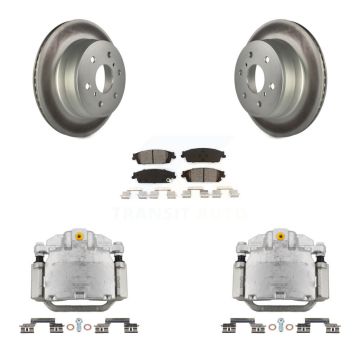 Rear Brake Caliper Coat Rotors Semi-Metallic Pad Kit For GMC Chevrolet Sierra 1500 Tahoe KCG-100054S