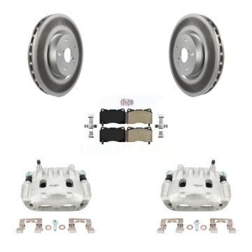 Front Disc Brake Caliper Coated Rotors And Semi-Metallic Pads Kit For Subaru Impreza WRX KCG-100056N