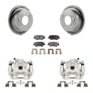 Rear Disc Brake Caliper Coat Rotor And Ceramic Pad Kit For 2009-2010 Hyundai Sonata 2.4L KCG-100057T