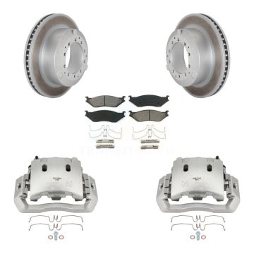 Rear Brake Caliper Coat Rotors Semi-Metallic Pad Kit For Ford F-450 Super Duty F-550 LCF KCG-100060S