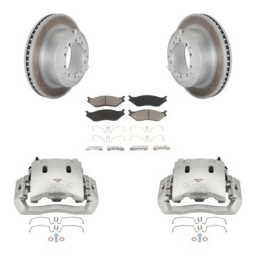 Rear Brake Caliper Coat Rotors Ceramic Pad Kit For Ford F-450 Super Duty F-550 LCF CF500 KCG-100067C