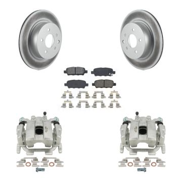 Rear Brake Caliper Coat Rotors Semi-Metallic Pad Kit For INFINITI G37 QX50 Nissan 370Z Z KCG-100067S