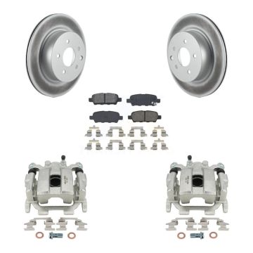 Rear Disc Brake Caliper Coat Rotor And Semi-Metallic Pad Kit For 2008-2012 INFINITI EX35 KCG-100068S