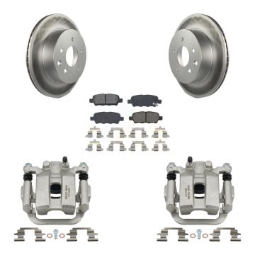 Rear Disc Brake Caliper Coated Rotors And Semi-Metallic Pads Kit For INFINITI G35 KCG-100071S