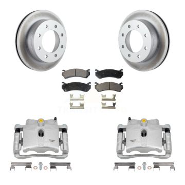 Rear Brake Caliper Coat Rotor Ceramic Pad Kit For Chevrolet GMC Sierra 2500 HD Silverado KCG-100071T
