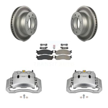 Front Disc Brake Caliper Coat Rotor & Semi-Metallic Pad Kit For Dodge Ram 1500 3500 2500 KCG-100072N