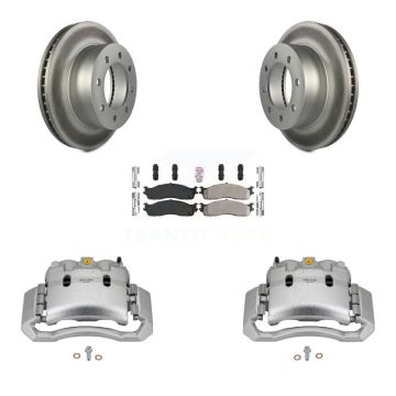 Front Disc Brake Caliper Coat Rotor & Semi-Metallic Pad Kit For Dodge Ram 1500 3500 2500 KCG-100073N