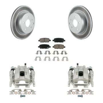 Rear Brake Caliper Coat Rotor Ceramic Pad Kit For INFINITI G37 QX50 Nissan 370Z EX37 G25 KCG-100074C