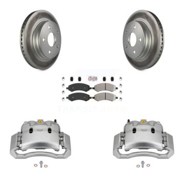 Front Disc Brake Caliper Coated Rotors And Semi-Metallic Pads Kit For Dodge Ram 1500 KCG-100074N