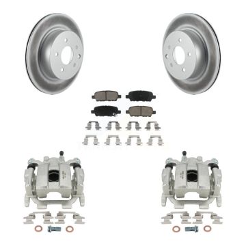 Rear Disc Brake Caliper Coated Rotors And Ceramic Pads Kit For 2008-2012 INFINITI EX35 KCG-100075C