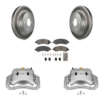 Front Disc Brake Caliper Coated Rotors And Semi-Metallic Pads Kit For Dodge Ram 1500 KCG-100075N
