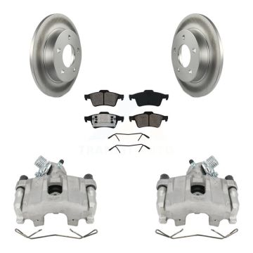 Rear Disc Brake Caliper Coat Rotors And Semi-Metallic Pad Kit For 2004-2005 Mazda 3 2.0L KCG-100075S