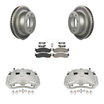 Front Disc Brake Caliper Coated Rotors And Semi-Metallic Pads Kit For Dodge Ram 1500 KCG-100077N