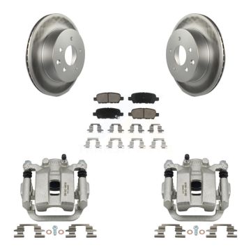 Rear Disc Brake Caliper Coated Rotors And Ceramic Pads Kit For INFINITI G35 KCG-100078C