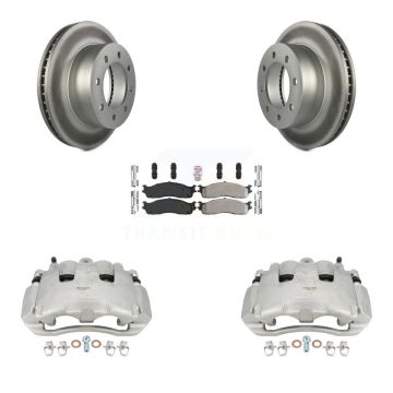 Front Disc Brake Caliper Coated Rotors And Semi-Metallic Pads Kit For Dodge Ram 1500 KCG-100078N