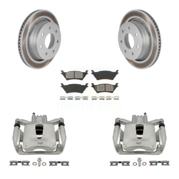 Rear Brake Caliper Coat Rotor And Semi-Metallic Pad Kit For Ford F-150 With 7 Lug Wheels KCG-100078S