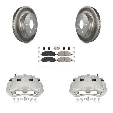 Front Disc Brake Caliper Coated Rotors And Semi-Metallic Pads Kit For Dodge Ram 1500 KCG-100079N