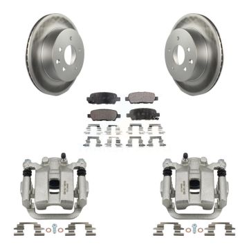 Rear Disc Brake Caliper Coated Rotors And Semi-Metallic Pads Kit For INFINITI G35 KCG-100079P