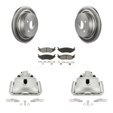Rear Brake Caliper Coat Rotor & Semi-Metallic Pad Kit For Ram 1500 Classic Dodge Durango KCG-100079S