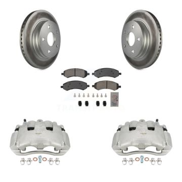 Front Disc Brake Caliper Coated Rotors And Semi-Metallic Pads Kit For Dodge Ram 1500 KCG-100080N