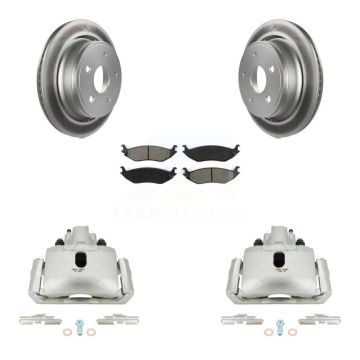 Rear Disc Brake Caliper Coated Rotors And Semi-Metallic Pads Kit For Dodge Ram 1500 KCG-100081S