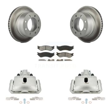 Rear Brake Caliper Coat Rotor Semi-Metallic Pad Kit For Dodge Ram 1500 With 8 Lug Wheels KCG-100082S