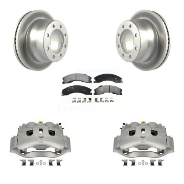 Rear Brake Caliper Coat Rotor Ceramic Pad Kit For GMC Savana 3500 Chevrolet Express 4500 KCG-100083T
