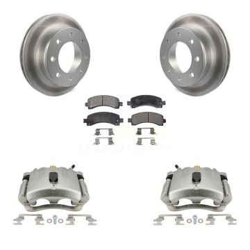 Rear Brake Caliper Coat Rotor Ceramic Pad Kit For GMC Chevrolet Savana 3500 2500 Express KCG-100084T