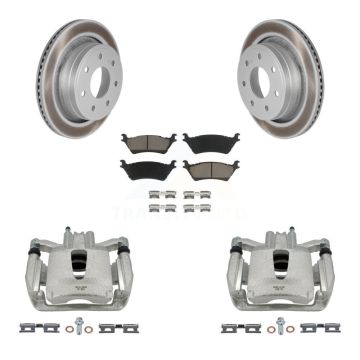 Rear Brake Caliper Coat Rotor Ceramic Pad Kit For 2012-2014 Ford F-150 With 7 Lug Wheels KCG-100085C