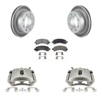 Rear Brake Caliper Coat Rotor Ceramic Pad Kit For GMC Chevrolet Savana 2500 Express 3500 KCG-100085T