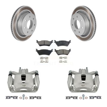 Rear Brake Caliper Coat Rotor And Semi-Metallic Pad Kit For Ford F-150 With 7 Lug Wheels KCG-100086P
