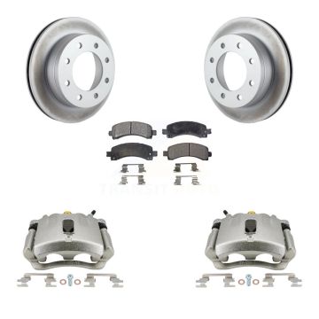 Rear Brake Caliper Coat Rotor Ceramic Pad Kit For Chevrolet Express 2500 GMC Savana 3500 KCG-100086T