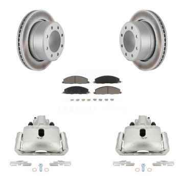 Rear Disc Brake Caliper Coat Rotor & Ceramic Pad Kit For 2012 Ram 1500 With 8 Lug Wheels KCG-100087C