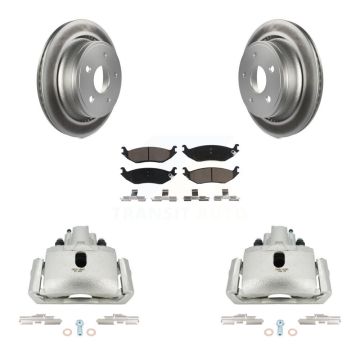 Rear Disc Brake Caliper Coated Rotors And Ceramic Pads Kit For Dodge Ram 1500 KCG-100088C