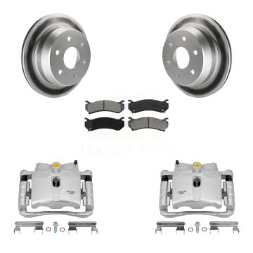 Rear Brake Caliper Coat Rotors Semi-Metallic Pad Kit For Chevrolet Silverado 2500 HD GMC KCG-100088S