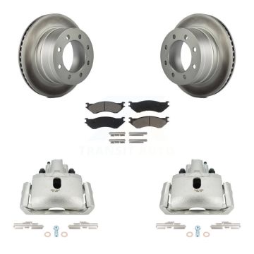 Rear Disc Brake Caliper Coat Rotors Ceramic Pad Kit For Dodge Ram 1500 With 8 Lug Wheels KCG-100089C